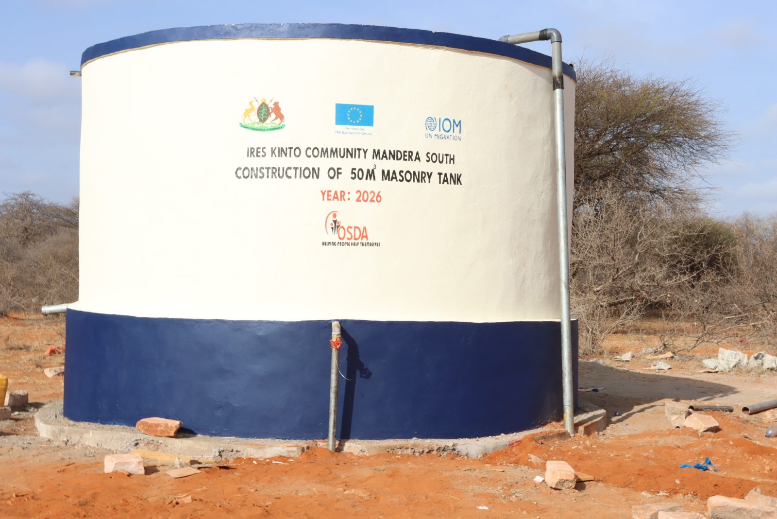 50m³ masonry water tank built by OSDA in Mandera South